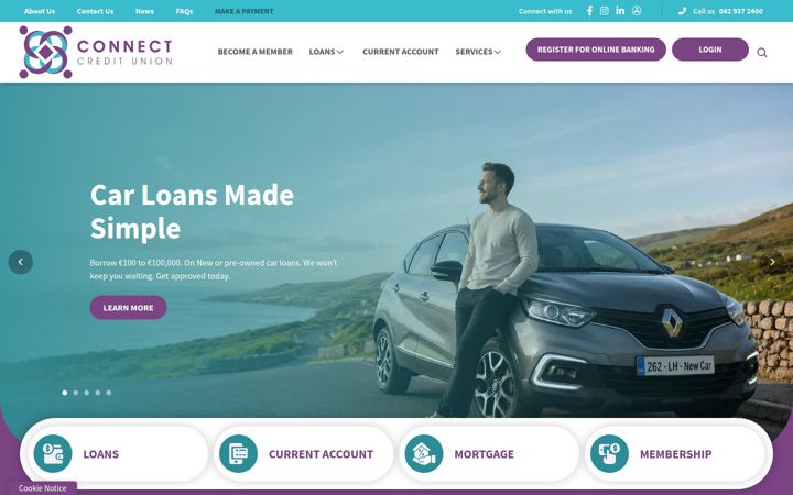 Zrzut ekranu connectcu.ie