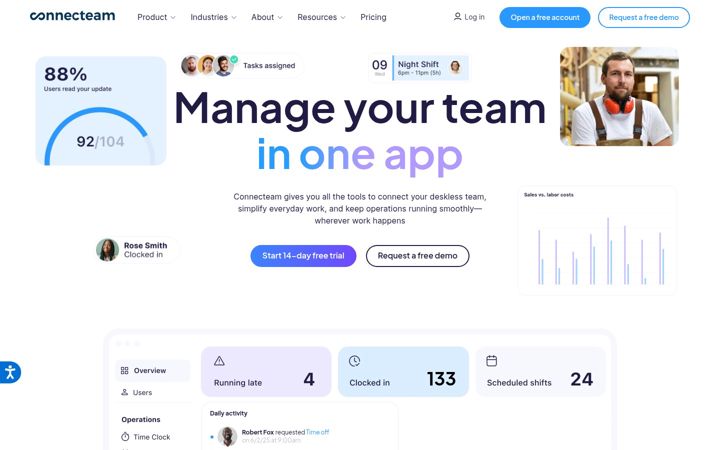 Screenshot of connecteam.com