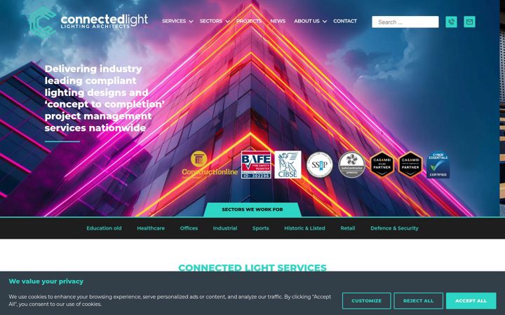 Screenshot von connectedlight.co.uk
