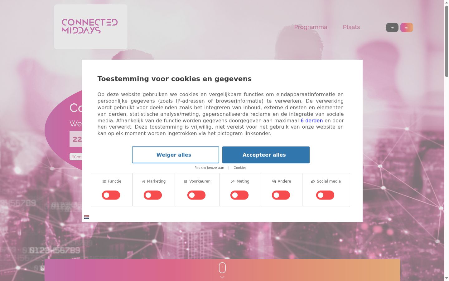 Screenshot del banner di consenso mostrato prima di qualsiasi interazione