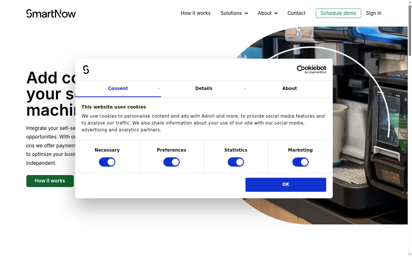 Screenshot of the consent banner shown before any interaction