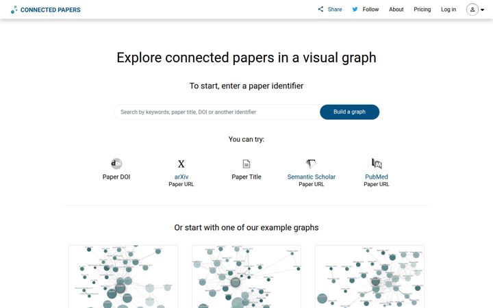 Screenshot of connectedpapers.com