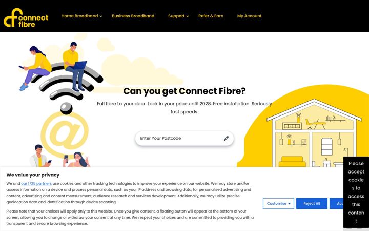 Screenshot of connectfibre.co.uk