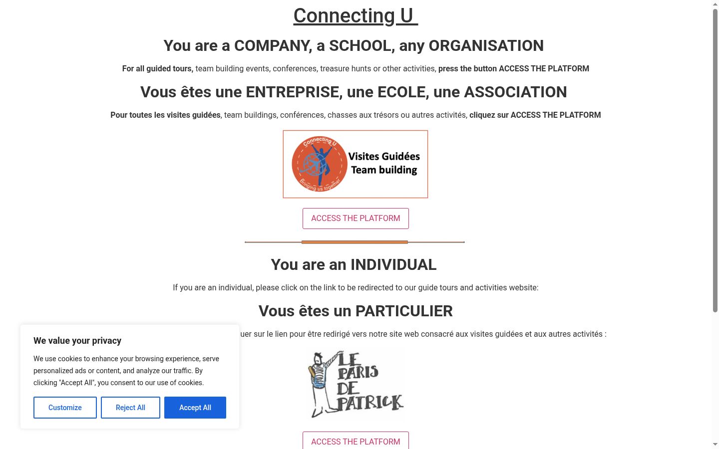 Screenshot del banner di consenso mostrato prima di qualsiasi interazione