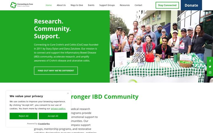 Screenshot di connectingtocure.org