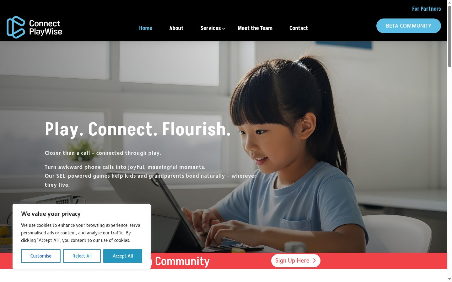 Screenshot of the consent banner shown before any interaction