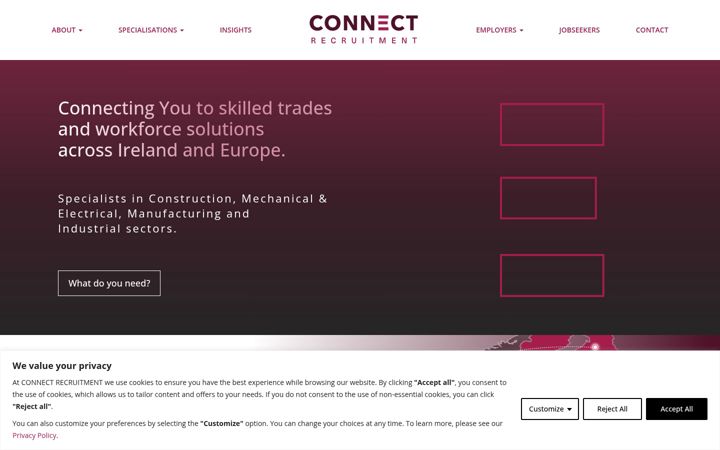Zrzut ekranu connectrecruit.ie