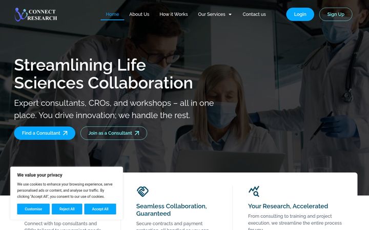 Skärmbild av connectresearch.ca