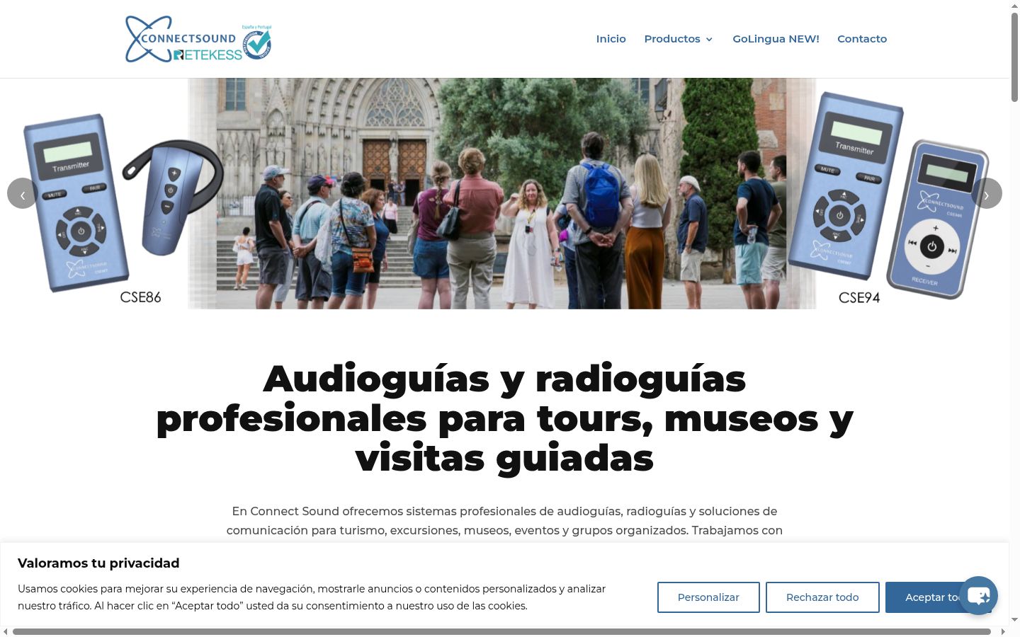 Captura de pantalla del banner de consentimiento mostrado antes de cualquier interacción