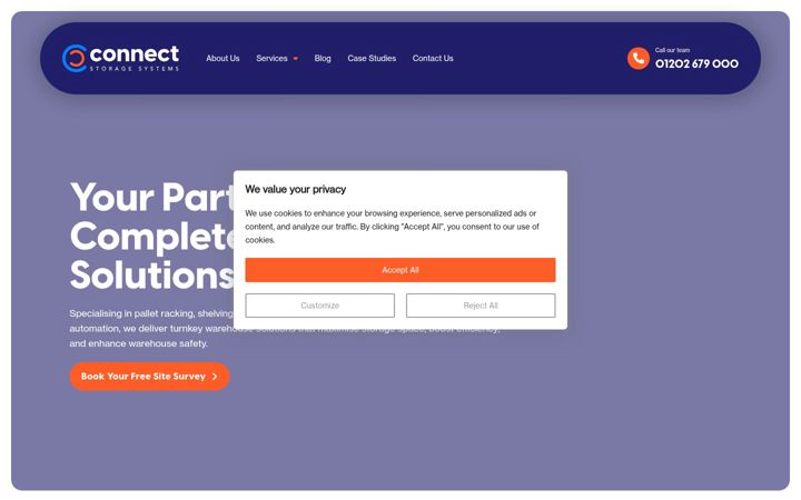 Screenshot of connectstoragesystems.co.uk
