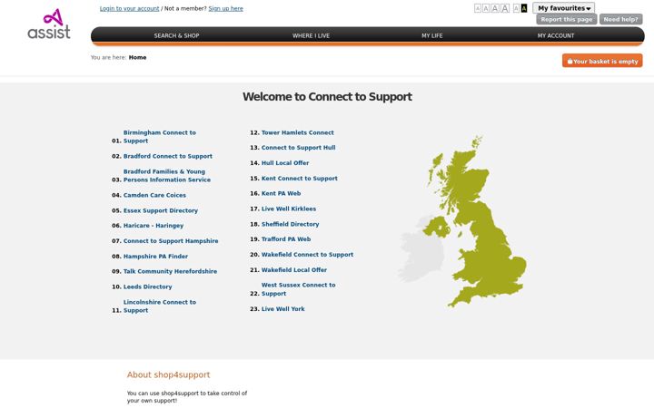 Screenshot di connecttosupport.org