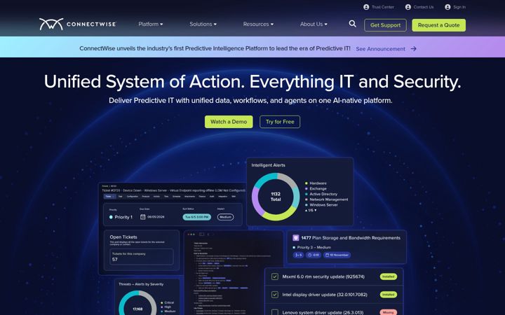 Screenshot of connectwise.com