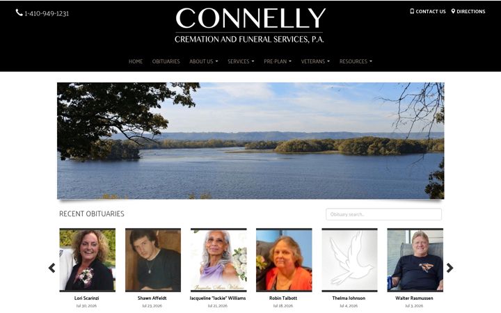 Screenshot of connellycremationandfuneralservices.com