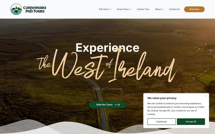 Zrzut ekranu connemarapubtours.ie