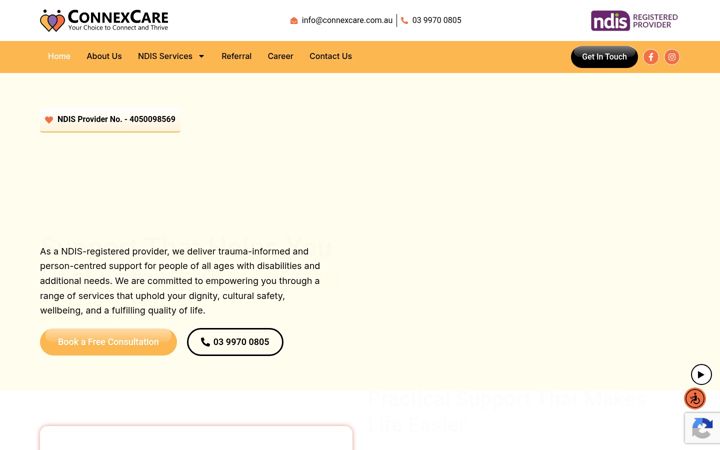 Snimka zaslona za connexcare.com.au