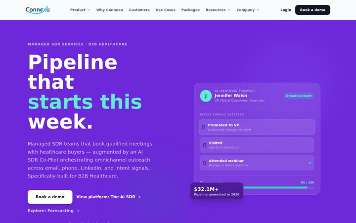 Екранна снимка на connexu.io