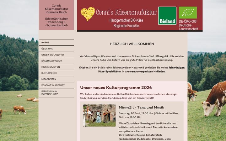 Snímek obrazovky connis-kaesemanufaktur.de