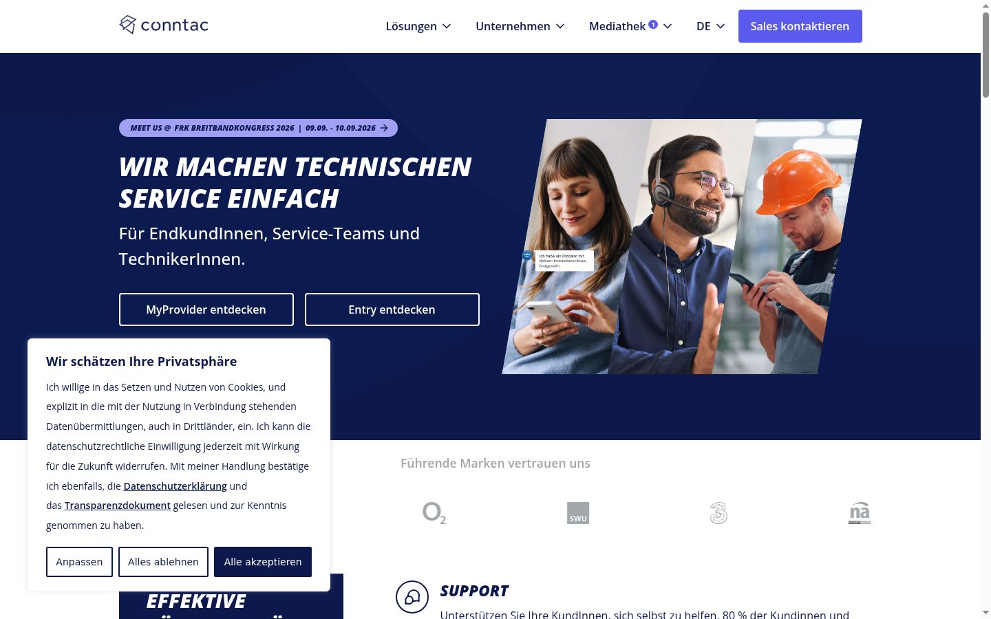 Screenshot del banner di consenso mostrato prima di qualsiasi interazione
