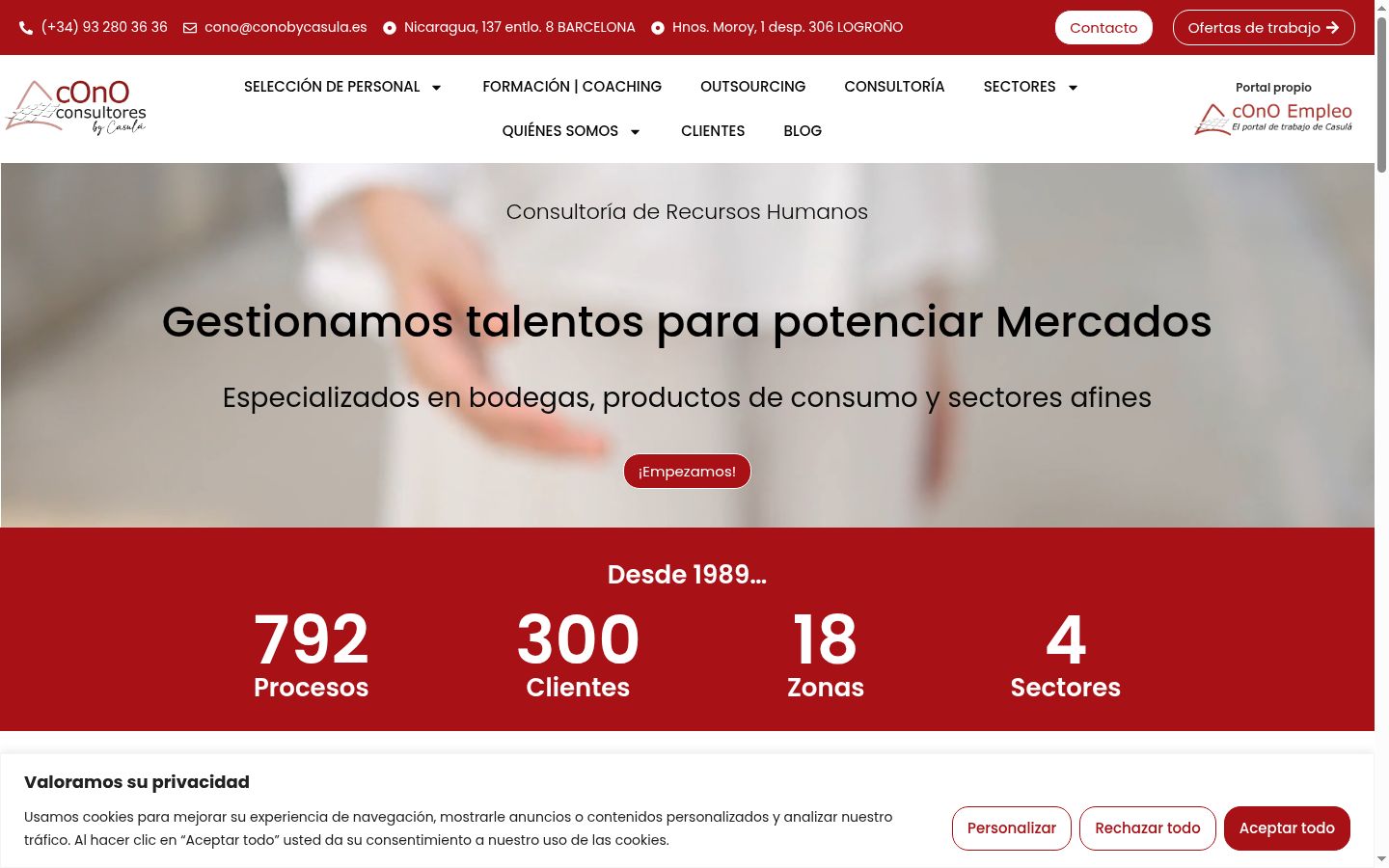 Screenshot del banner di consenso mostrato prima di qualsiasi interazione