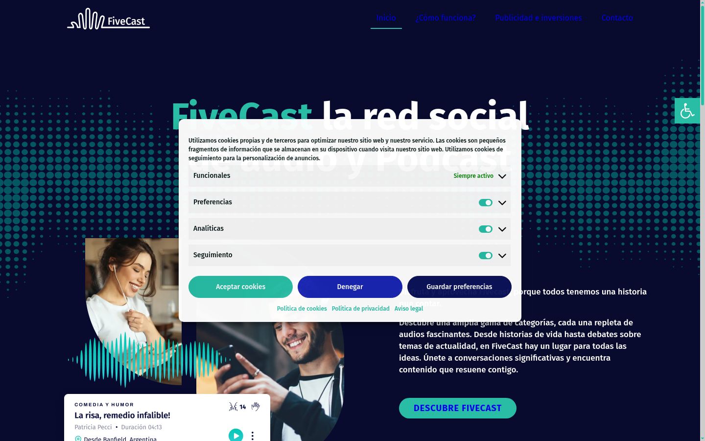 Screenshot del banner di consenso mostrato prima di qualsiasi interazione