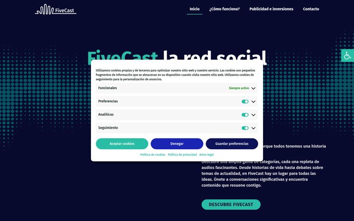 Snímek obrazovky conocefivecast.es