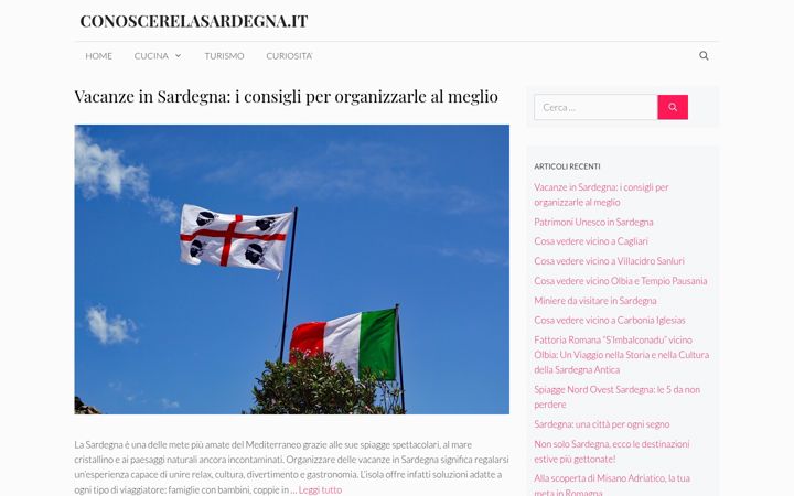 Ekrano kopija conoscerelasardegna.it