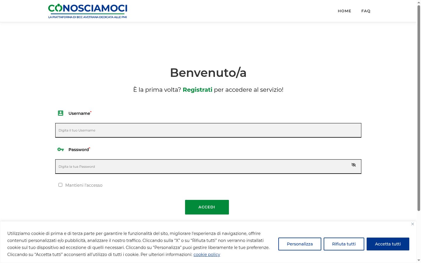 Screenshot of the consent banner shown before any interaction
