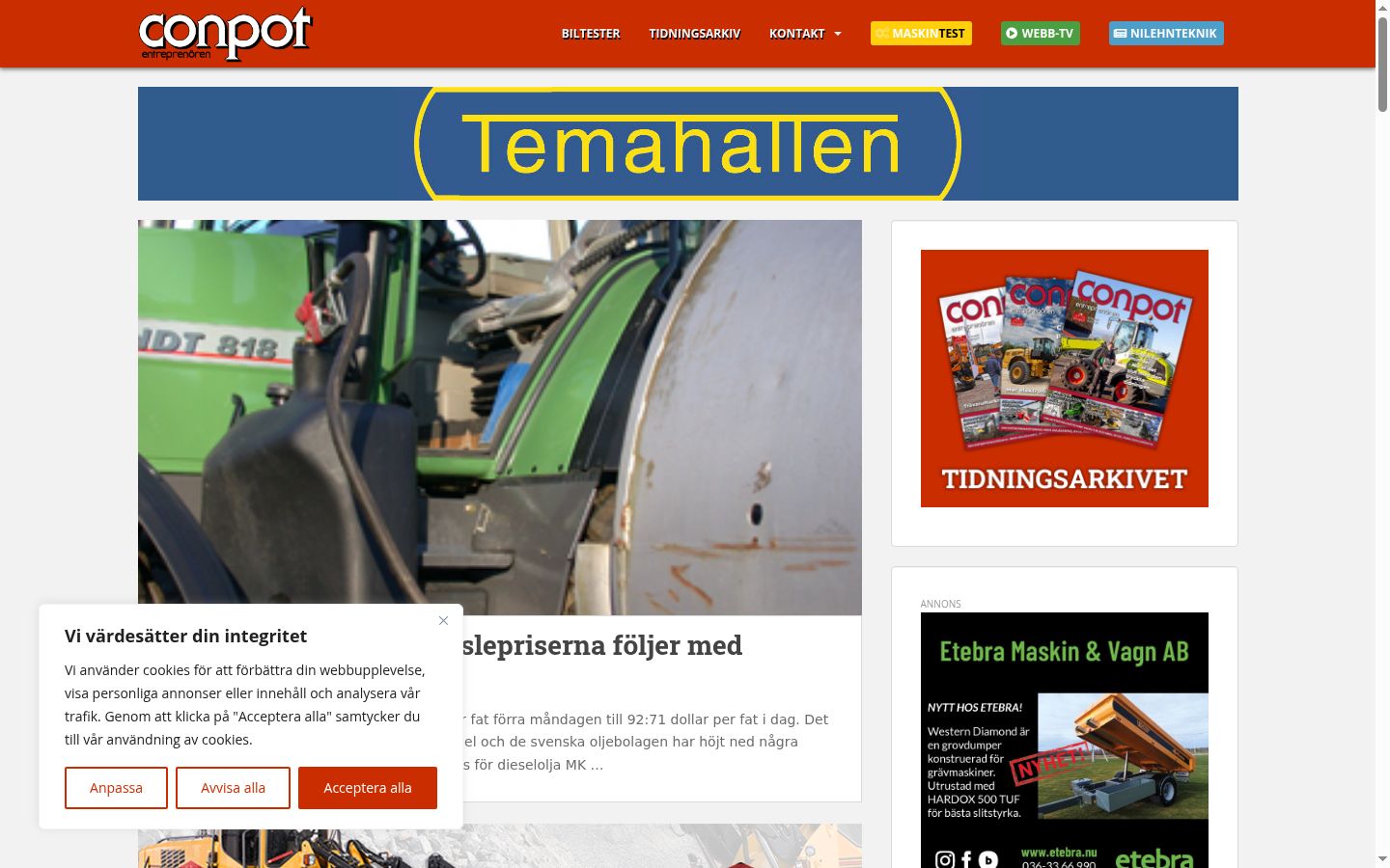 Screenshot des Einwilligungsbanners vor jeglicher Interaktion