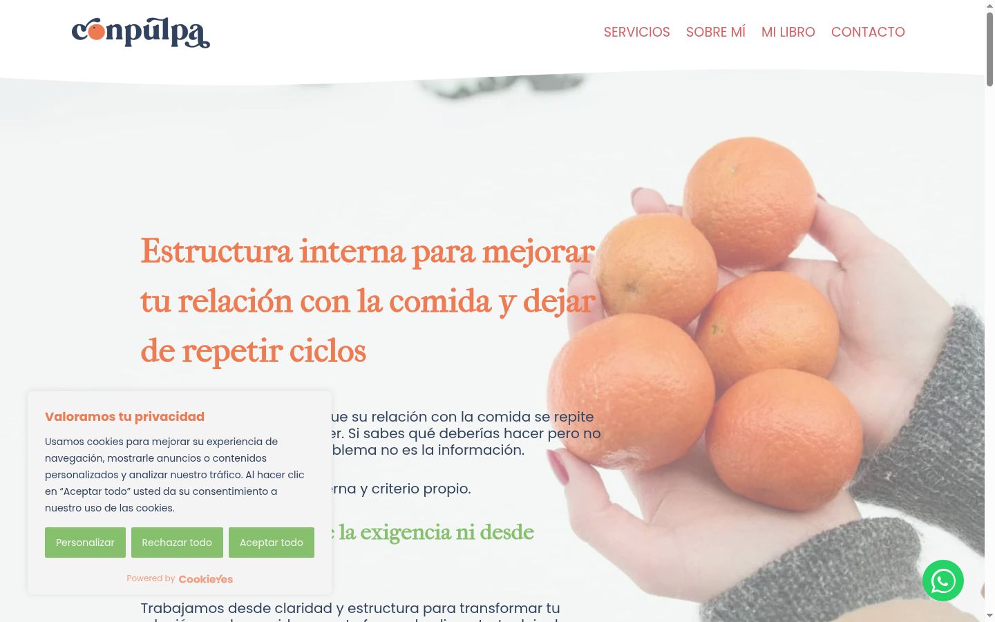 Captura de pantalla del banner de consentimiento mostrado antes de cualquier interacción