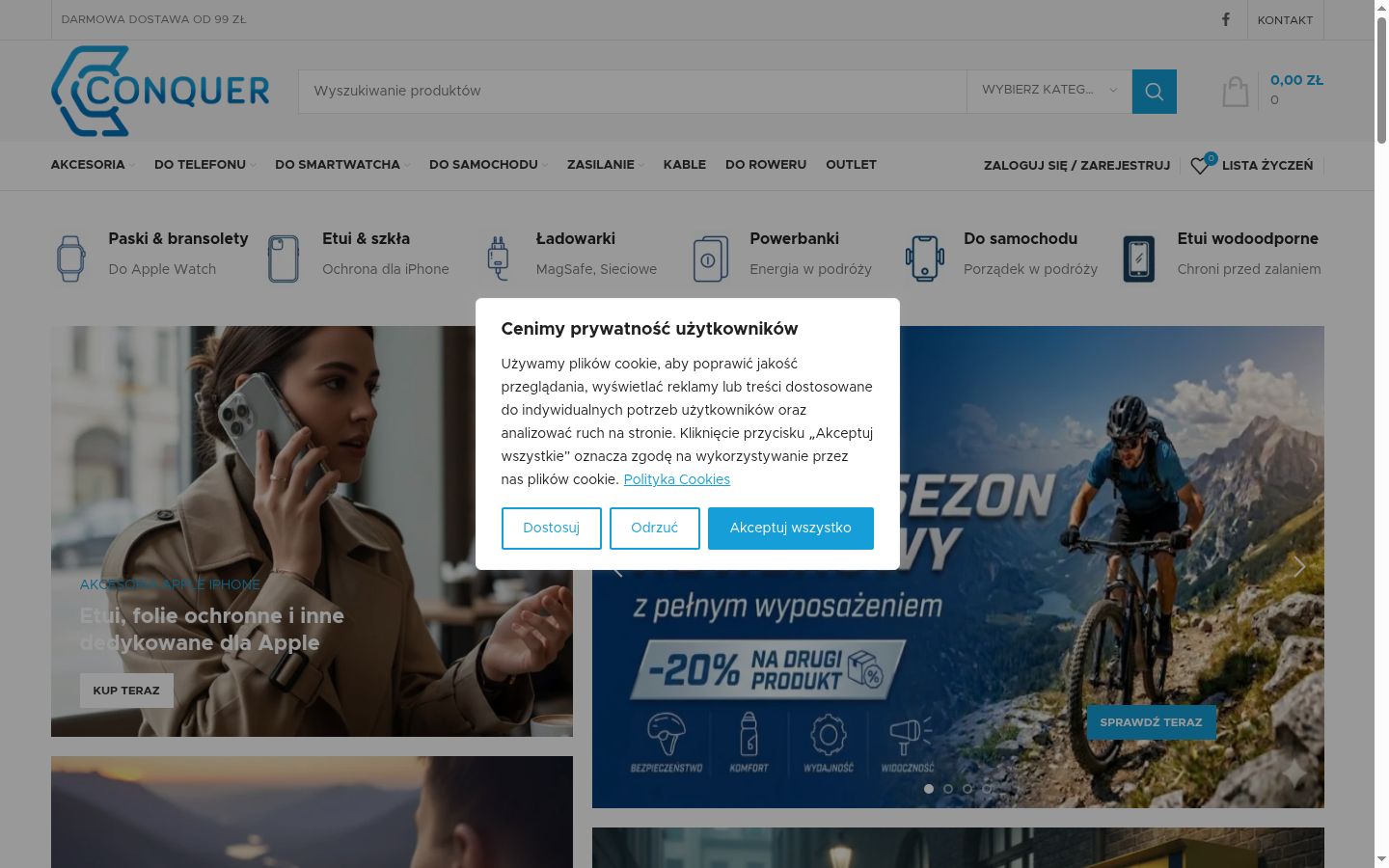 Screenshot del banner di consenso mostrato prima di qualsiasi interazione