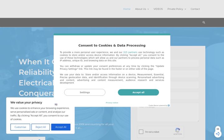 Skärmbild av conquerallelectrical.ca