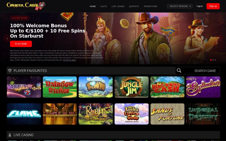Screenshot of conquercasino.com