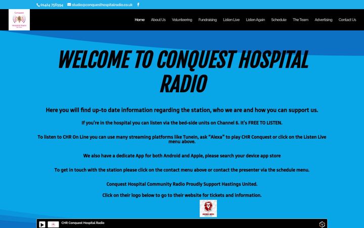 Ekrānuzņēmums no conquesthospitalradio.co.uk