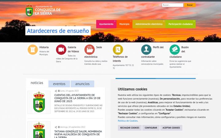Snímek obrazovky conquistadelasierra.es