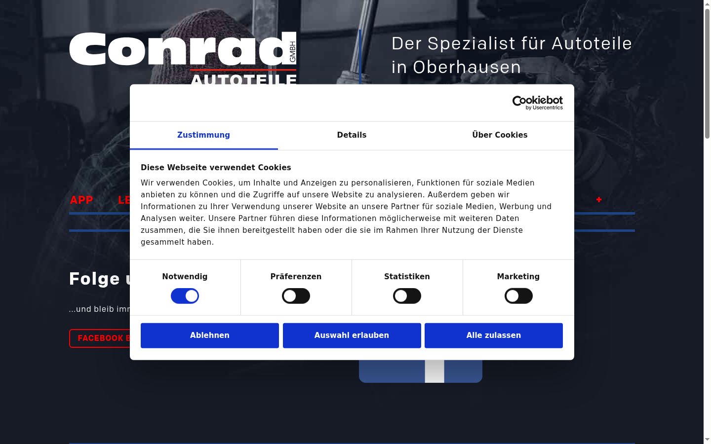 Screenshot del banner di consenso mostrato prima di qualsiasi interazione