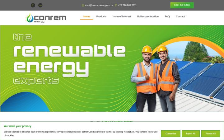 Snímek obrazovky conremenergy.co.za