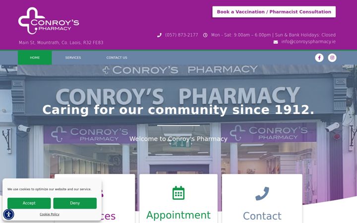 Skærmbillede af conroyspharmacy.ie