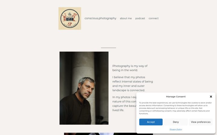 Screenshot of conscious.photography