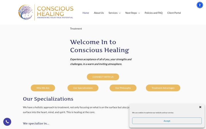 Screenshot of conscioushealingva.com