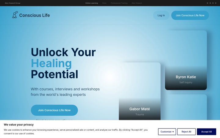Screenshot of consciouslife.com