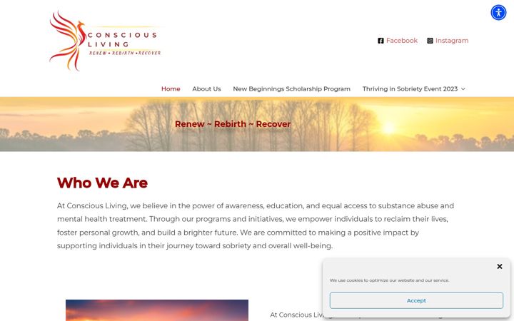 Screenshot of consciouslivingva.org