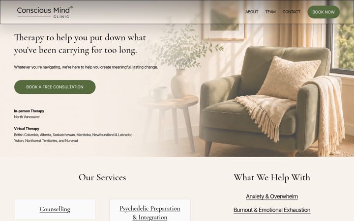 Screenshot of consciousmindclinic.com