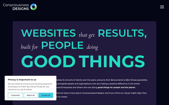 Screenshot of consciousnessdesigns.com