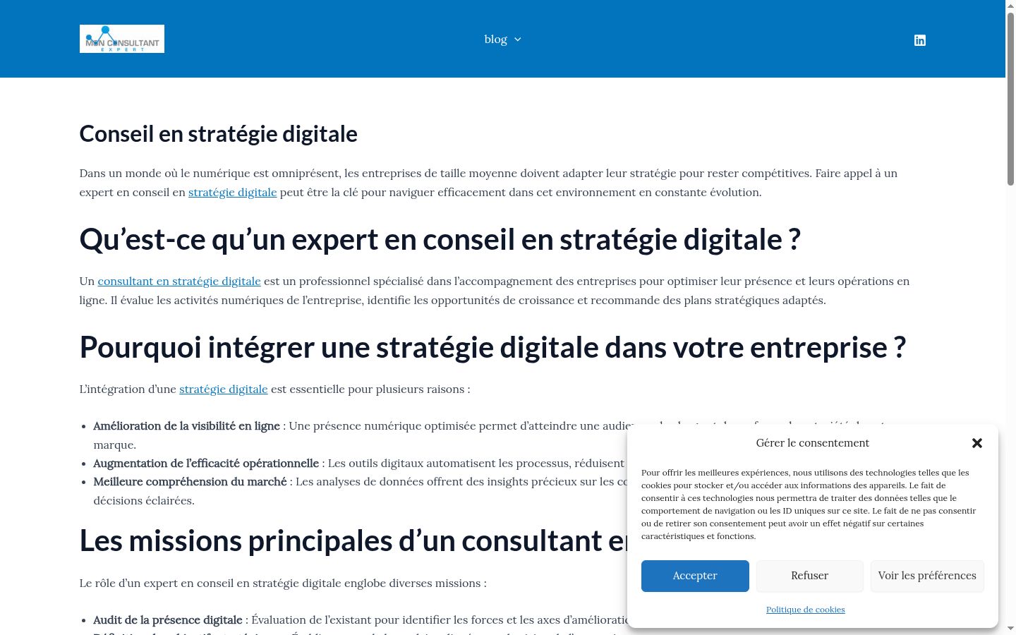 Screenshot del banner di consenso mostrato prima di qualsiasi interazione