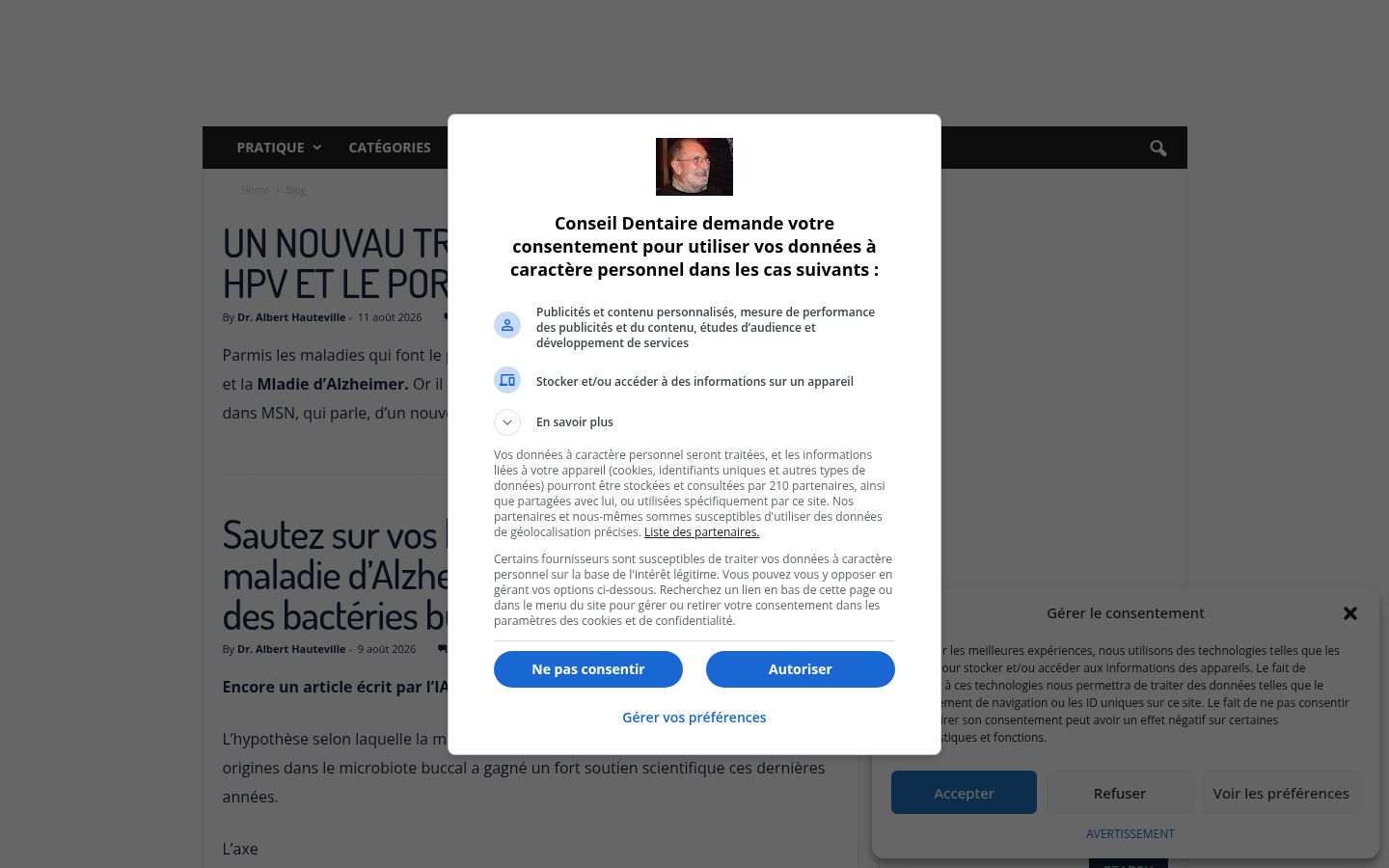 Screenshot del banner di consenso mostrato prima di qualsiasi interazione