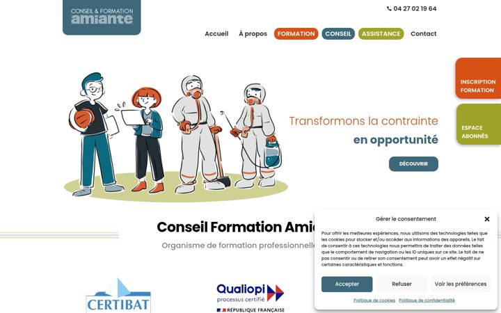 Screenshot of conseilformationamiante.com