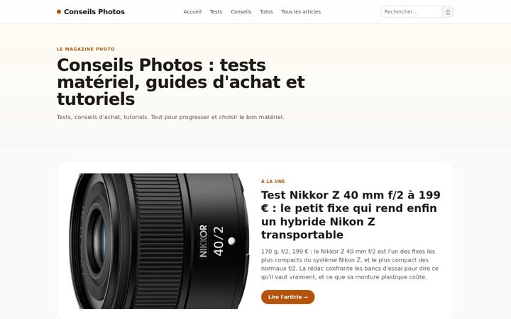 Screenshot of conseils-photos.com