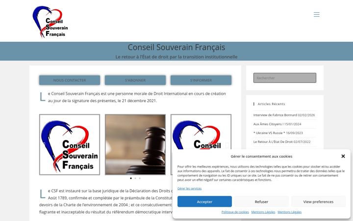 Screenshot of conseilsouverainfrancais.fr