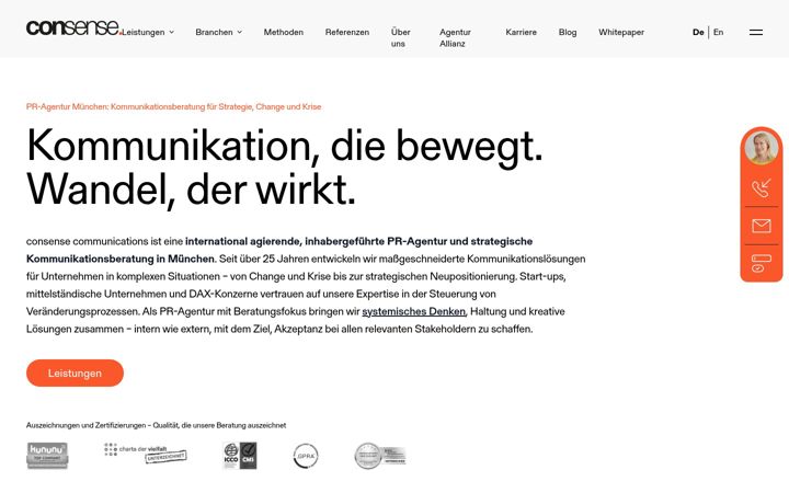 Screenshot of consense-communications.de