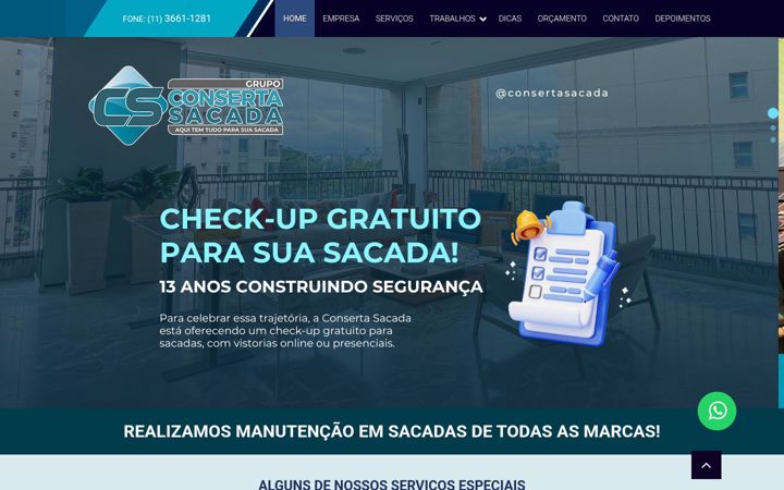 Ekrano kopija consertasacada.com.br
